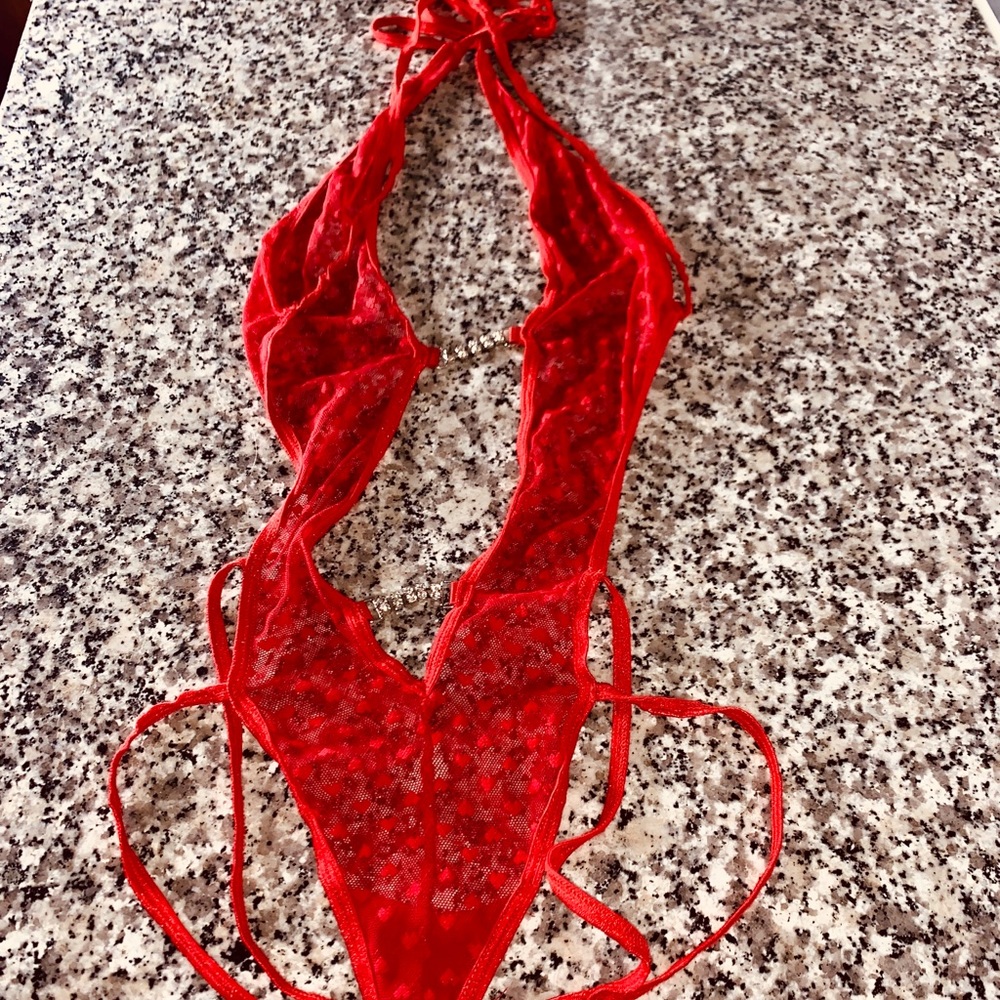 Mesh Valentine’s Day Lingerie One Piece